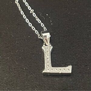 Sterling Silver 925 Delicate Necklace With Initial Letter L Pendant Charm